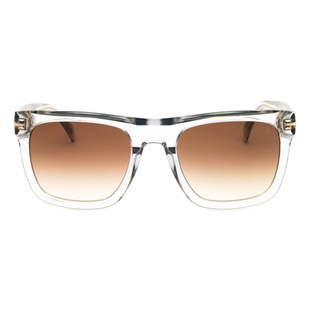 David Beckham Sunglasses Square Full Rim, Transparent Grey Frame and Dark Brown - Picture 2 of 2